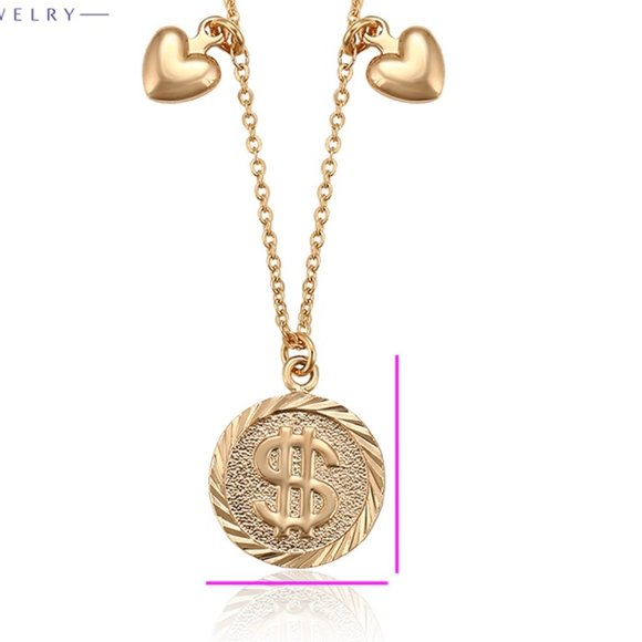 Gorgeous Hearts&Coin 18KGP Necklace - Picture 7 of 10